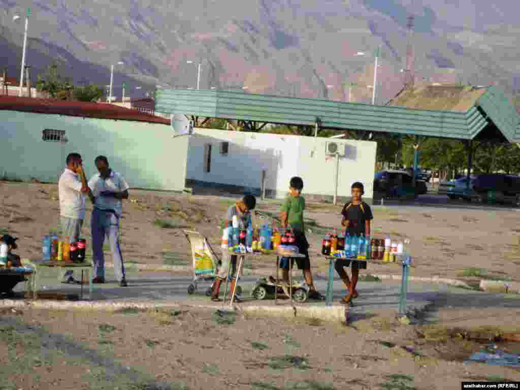 Young street vendors in Turkmenistan