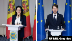 Colaj foto cu Ministra Muncii și Protecției Sociale, Natalia Plugaru, și Ministrul Finanțelor, Adrian Gavriliță, de la conferința de presă din 19 iunie 2026