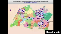 Карта подавших заявления на отказ от изучения татарского языка в школах Татарстана