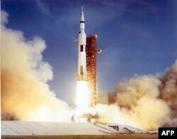 Запуск ракеты Saturn V, якая даставіла на Месяц першых людзей