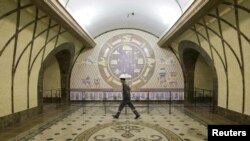 The hall of the Zhybek-Zholy (Silk Road) station of the Almaty subway