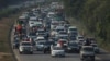 A convoy of supporters of former Pakistani Prime Minister Imran Khan heads toward Islamabad on November 24.