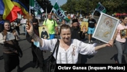 A march against LGBT rights in Bucharest in August 2021.