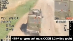 475-й штурмовий полк CODE 9.2 атакує російський військовий автомобіль із засобами РЕБ невстановленим БПЛА середньої дальності з автонаведенням