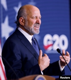 US Secretary of Commerce Howard Lutnick gestures at a press conference in North Carolina on September 2.