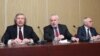 Armenia - The co-chairs of the OSCE Minsk Group -- James Warlick (L), Igor Popov (C) and Pierre Andrieu -- at a news conference in Yerevan, 9Apr2016.