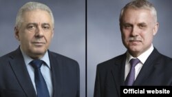 И. о. министра обороны Армении Вагаршак Арутюнян (слева) и генеральный секретарь ОДКБ Станиславм Зась
