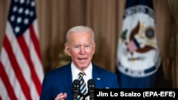 Președintele Joe Biden în timpul unui discurs la Departamentul de Stat, Washington, 4 februarie 2021