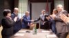 Nagorno-Karabakh -- President Ara Harutiunian and Samvel Babayan sign a memorandum of cooperation, Stepanakert, May 25, 2020.