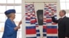 Netherlands -- Dutch Queen Beatrix and Russian President Vladimir Putin unveiled a plaque during their visit at the Hermitage Museum, in Amsterdam, on 08Apr2013