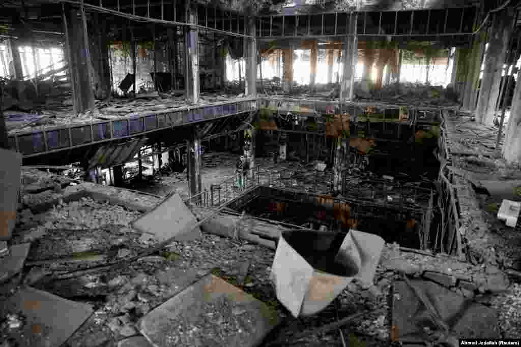 A general view of the library of the University of Mosul, Iraq, which was burned and destroyed during the battle with Islamic State militants. (Reuters/Ahmed Jadallah)