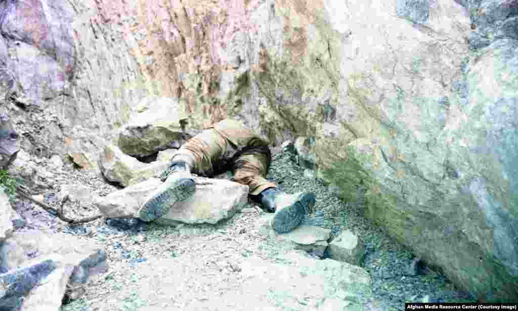 The corpse of a Soviet soldier. More than 14,000 Soviet troops were killed during the nine-year war.
