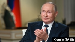 Russian President Vladimir Putin gives an interview to NBC News that was aired on June 14.