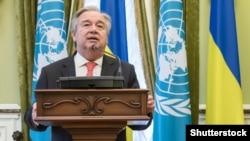 Генеральный секретарь ООН Антониу Гутерриш. Киев, 9 июля 2017 года