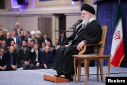 Iran's Supreme Leader Ayatollah Ali Khamenei attends a meeting in Tehran on February 17.