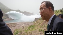 Then-UN Secretary-General Ban Ki-moon visited Tajikistan's Nurek hydropower station in 2015. The station provides around 70 percent of the country's electricity.