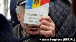 Protestatar cu Constituția în mână. 13 noiembrie 2016