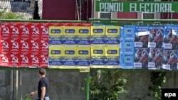 Election campaign posters in downtown Chisinau 