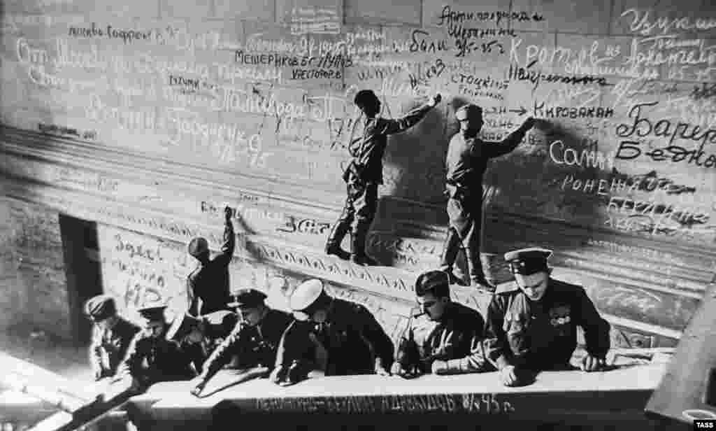 Most of the writings, made with chalk or charred stumps of wood, were soldiers&#39; names, and often their hometowns. Some troops left threats such as, &ldquo;Hanses and Fritzes, you will never forget this. If necessary, we will come again.&rdquo;