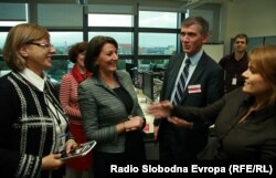 Predsjednica Kosova Atifete Jahjaga u posjeti Balkanskom servisu Radija Slobodna Evropa, 11. oktobar 2011