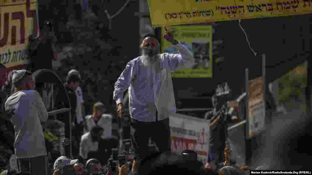 Pilgrims near the site of Reb Nachman&#39;s grave.