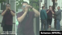 25 травня, коли знімальна група з’явилася біля ОП, журналісти вкотре помітили охоронця, який фотографує машину «Схем»