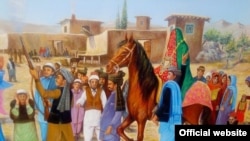 اثر نقاشی که در آن رسوم عروسی روستایی افغانستان انعکاس یافته است