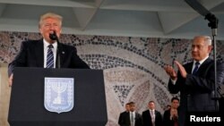 Претседателот на САД Доналд Трамп за време на говорот во Музејот во Ерусалим. 23.05. 2017