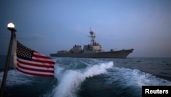The US Navy guided-missile destroyer USS Truxtun was among ships transiting the Strait of Hormuz when targeted by Iran on May 7 (file photo).