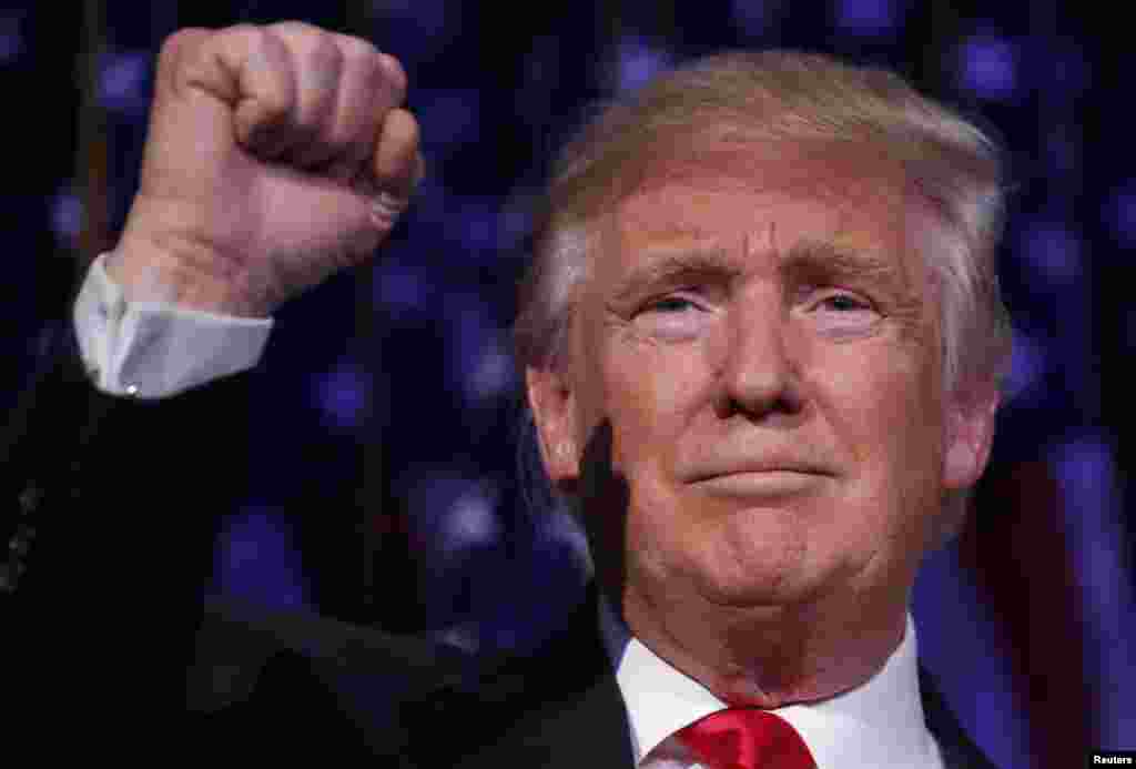 U.S. President-elect Donald Trump during his victory speech in New York City on November 9, 2016.