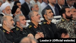 Top IRGC commanders (L2R) Hossein Salami, Ali Fadavi, Mohammad Pakpour and Amir Ali Hajizadeh on Fitr Prayer in Tehran on June 26, 2017.