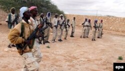 Al-Shabab Islamic militants training at a camp in in Marergur in the Galgadud region of Somalia. 