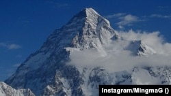 The summit of K2, the world's second-highest mountain. 