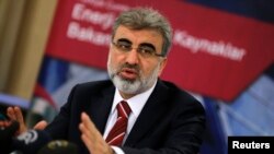 Turkish Energy Minister Taner Yildiz speaks at a news conference in Ankara on January 2. 