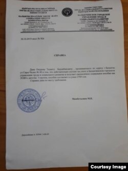 Справка Министерства труда и соцразвития.