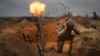 Soldiers of Ukraine's National Guard practice during combat training in the north of Ukraine on November 8.