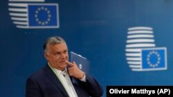 Orbán Viktor magyar miniszterelnök a brüsszeli EU-csúcson 2021. június 25-én