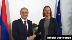Armenia - Federica Mogherini and Zohrab Mnatsakanian meet in Brussels, 21 Jun 2018.