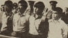 Участники Декабрьских событий (слева направо) Ертай Копесбаев, Тугельбай Ташенов, Кайрат Рыскулбеков, Кайыргельды Кузембаев на скамье подсудимых. Алматы, 16 июня 1987 года. Фото Юрия Беккера.
