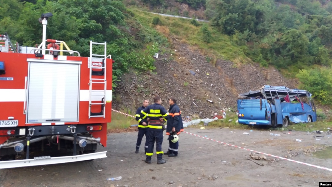 Firefighters at the crash site near Sofia on August 25