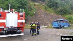Firefighters at the crash site near Sofia on August 25