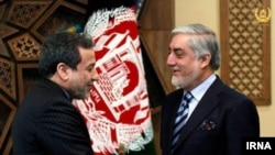 Afghanistan; Kabul; Abbas Araghchi, the political Deputy Foreign Affairs of Iran, greeting Afghanistan's Chief Executive Abdullah Abdullah on his trip to Kabul. January 5, 2019