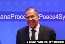 Russian Foreign Minister Sergei Lavrov in Astana on March 16.