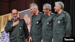 IRGC officials (LtR): Mohammad Hossein Sepehr, Ali Fazli, Gholamhossein Gheibparvar and Mohammad Ali Jafari. April 16, 2018.