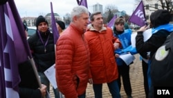 Президентът на КНСБ Пламен Димитров и президентът на КТ „Подкрепа“ Димитър Манолов