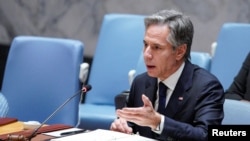 Antony Blinken az ENSZ Biztonsági Tanácsának ülésén 2023. augusztus 3-án