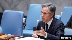 Secretarul de stat american Antony Blinken la ședința Consiliului de Securitate ONU, New York, 3 august 2023.