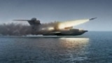 Lun-class ekranoplan during tests on the Caspian Sea in the 1980s.