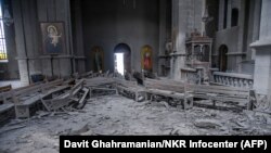 Церковь Казанчецоц в Шуши после обстрела, 8 октября 2020 г.