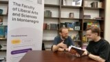 Vladimir Shmelev dhe Aleksandar Zarickij nga Fakulteti i Arteve dhe Shkencave të Lira (FLAS) në Budvë. Korrik, 2025.